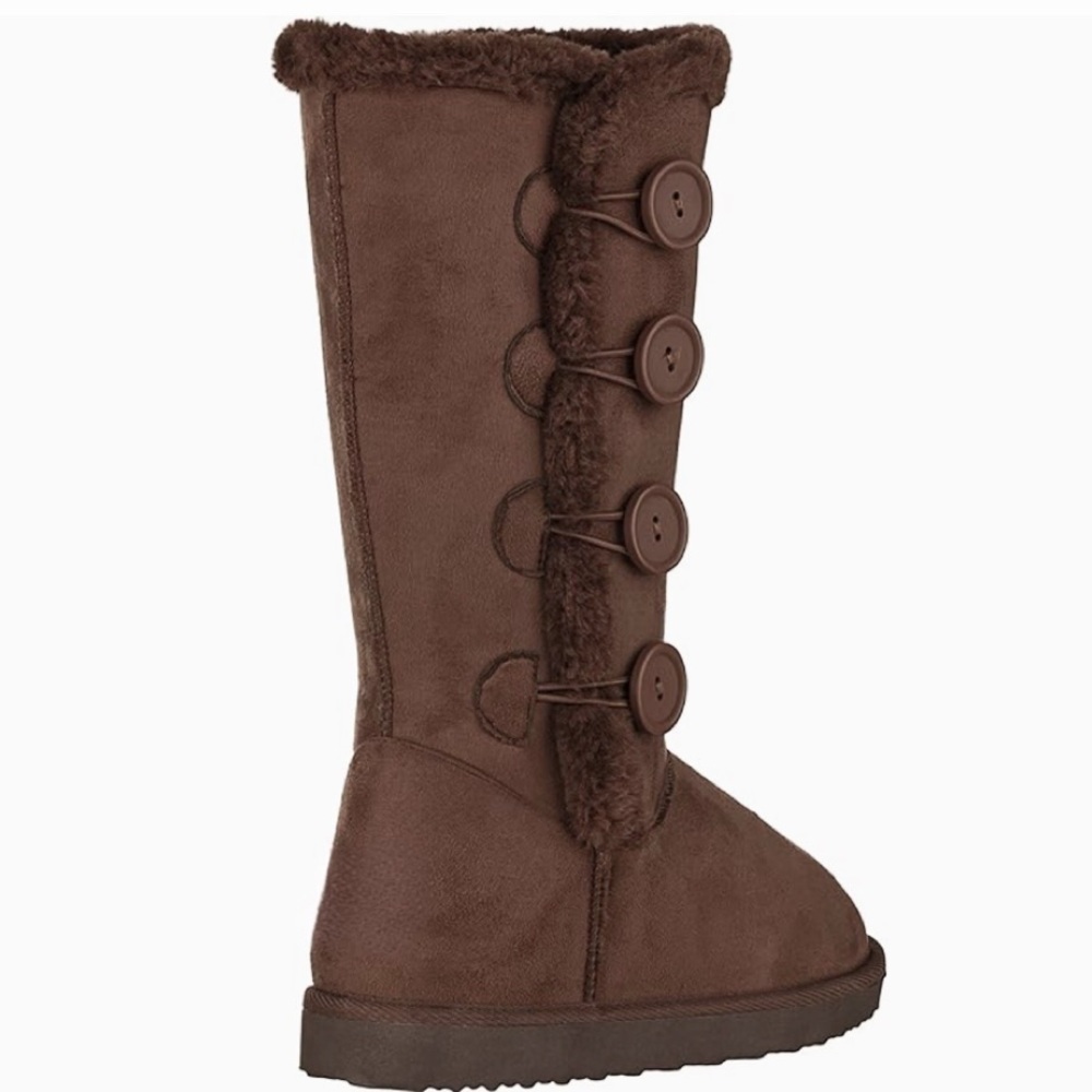 Winter Snow Cozy Brown Button-Up Girls Boots - Picture 5 of 6